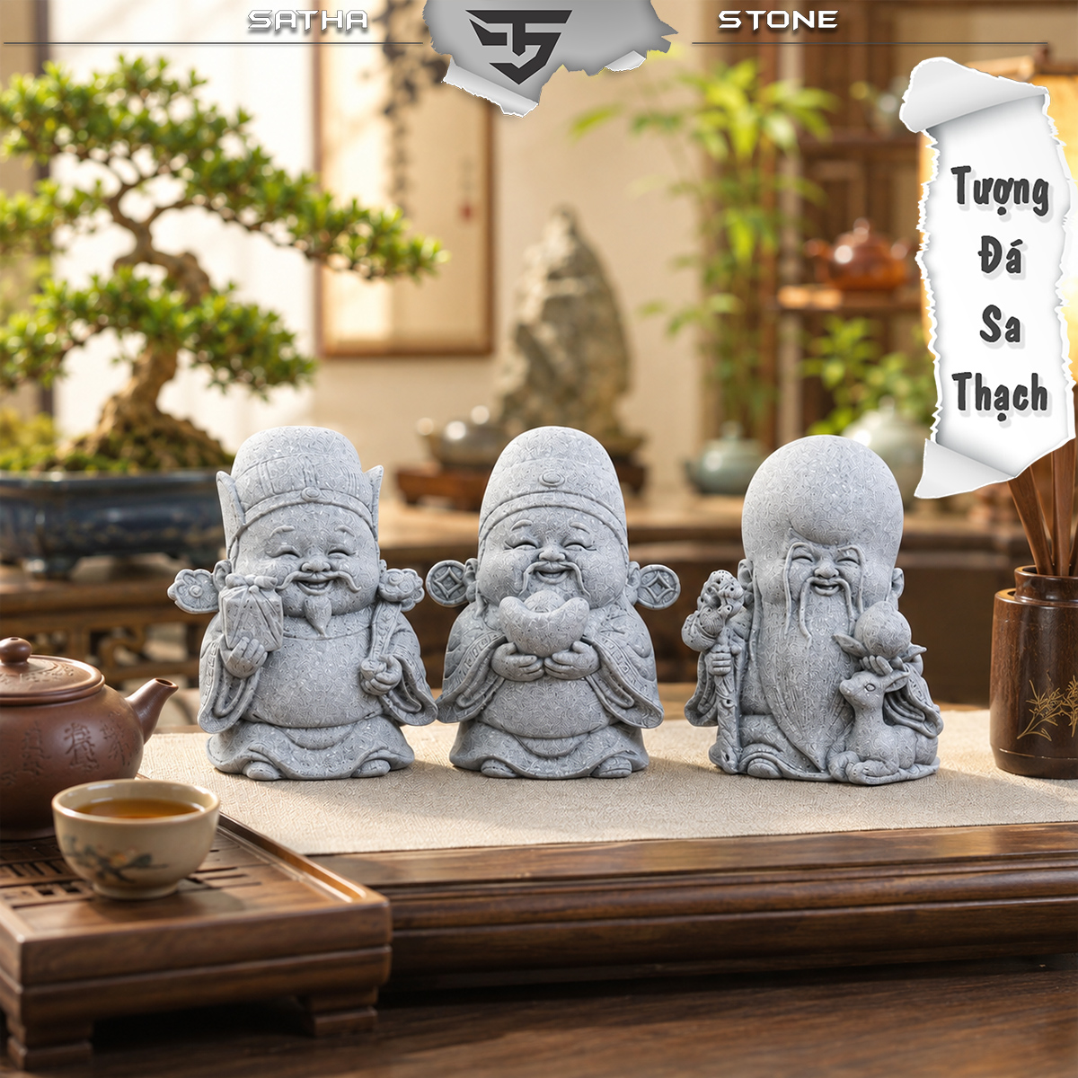 Bộ tượng Tam Đa đá sa thạch