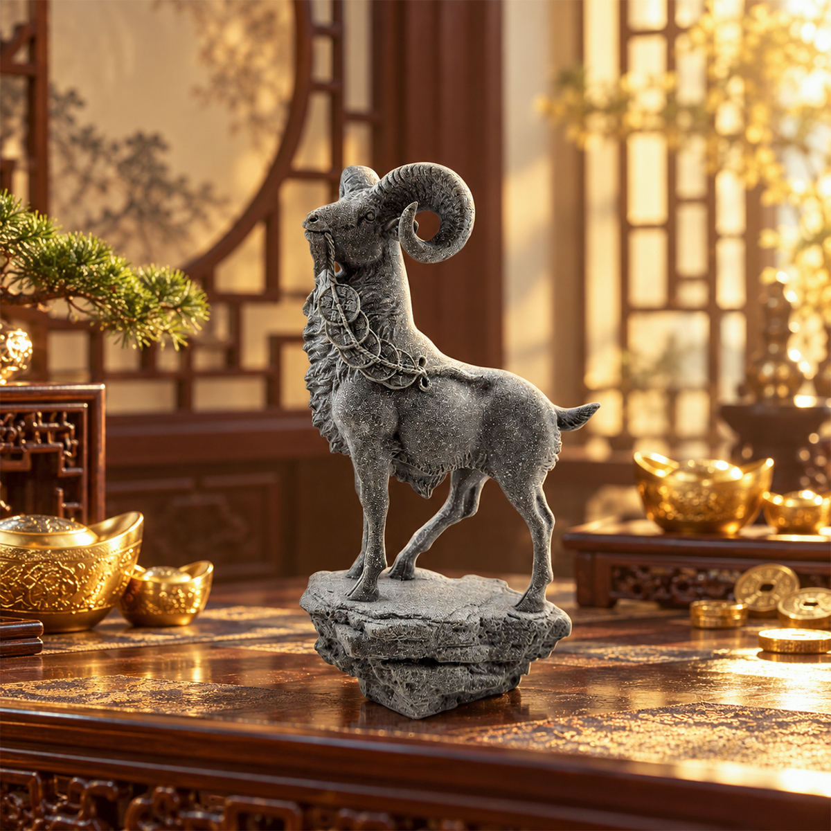 Tượng Dê tài lộc đá sa thạch