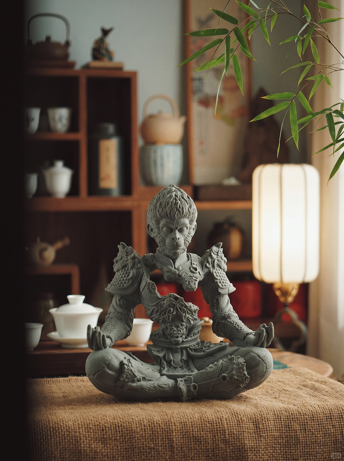 Tượng Ngộ Không - đấu chiến thiền tâm đá sa thạch ST0375