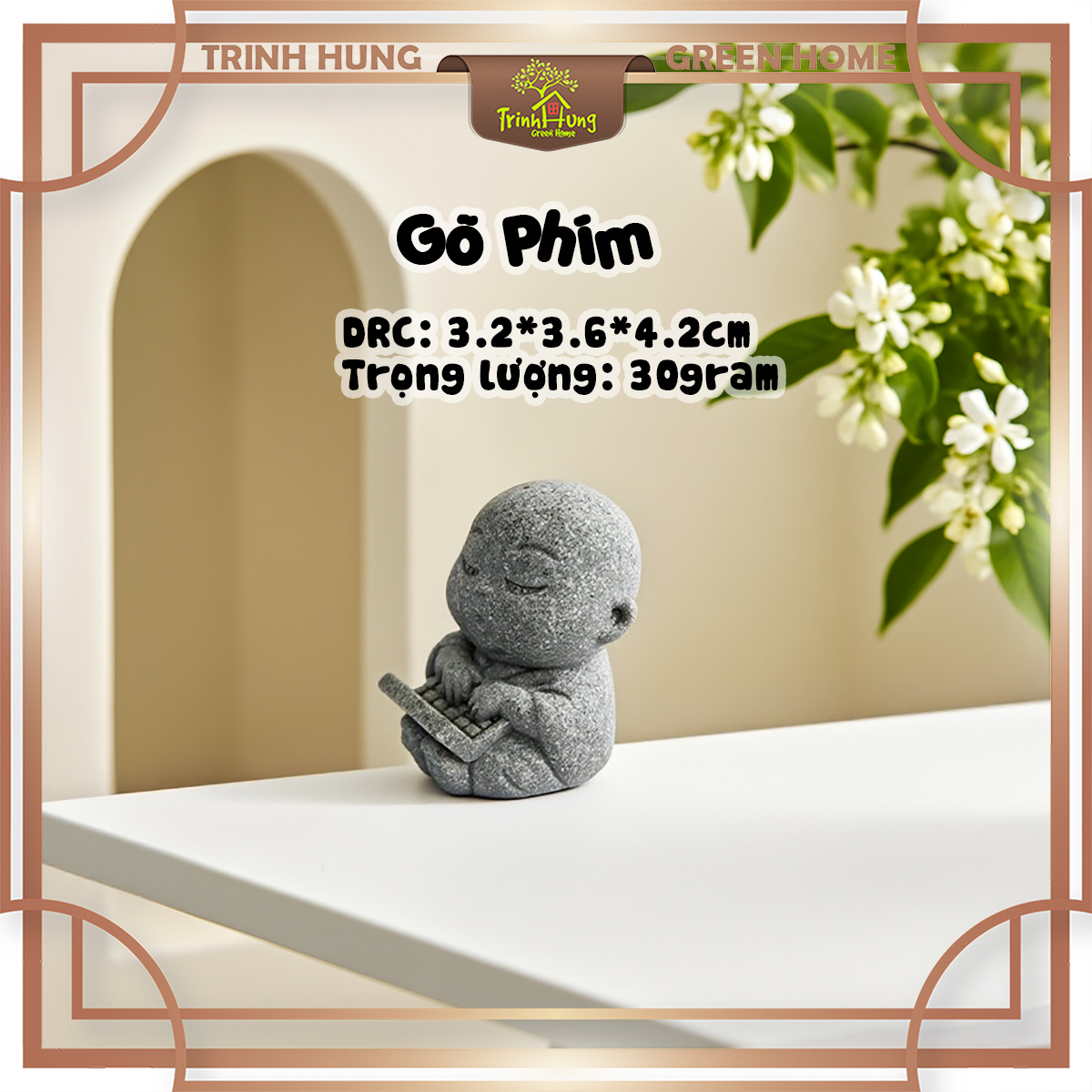 Tượng chú tiểu tu hành 4.0 đá sa thạch ST0316