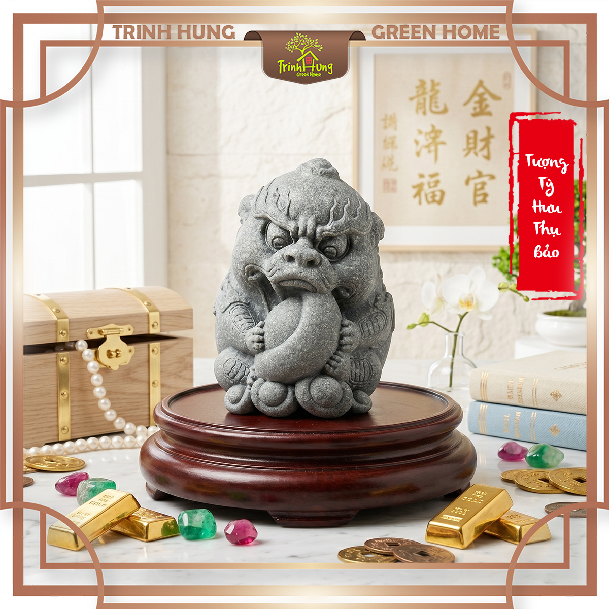 Tượng Tỳ Hưu thụ bảo đá sa thạch ST0260