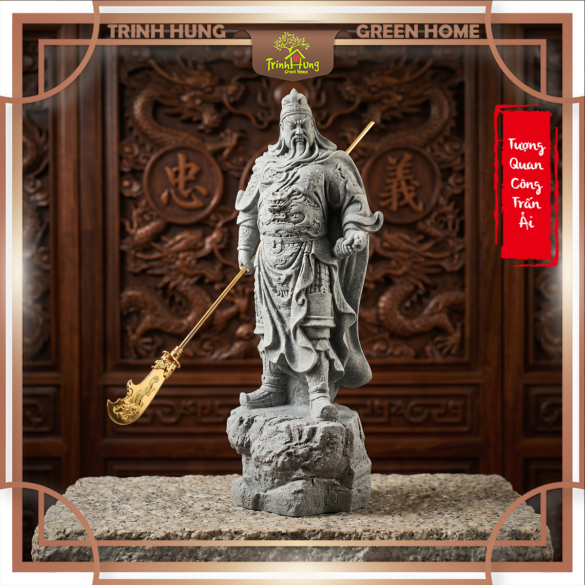 Tượng Quan công trấn ải đá sa thạch ST2586