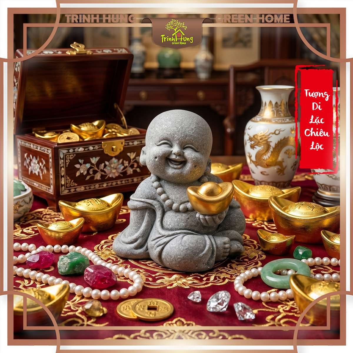 Tượng Di lặc chiêu lộc đá sa thạch ST2597