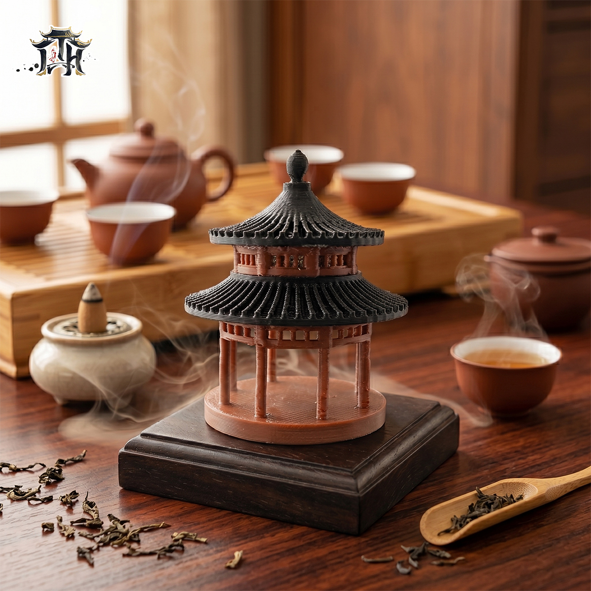 Mô hình nhà cổ trung quốc - thủy đình 2 mái tròn