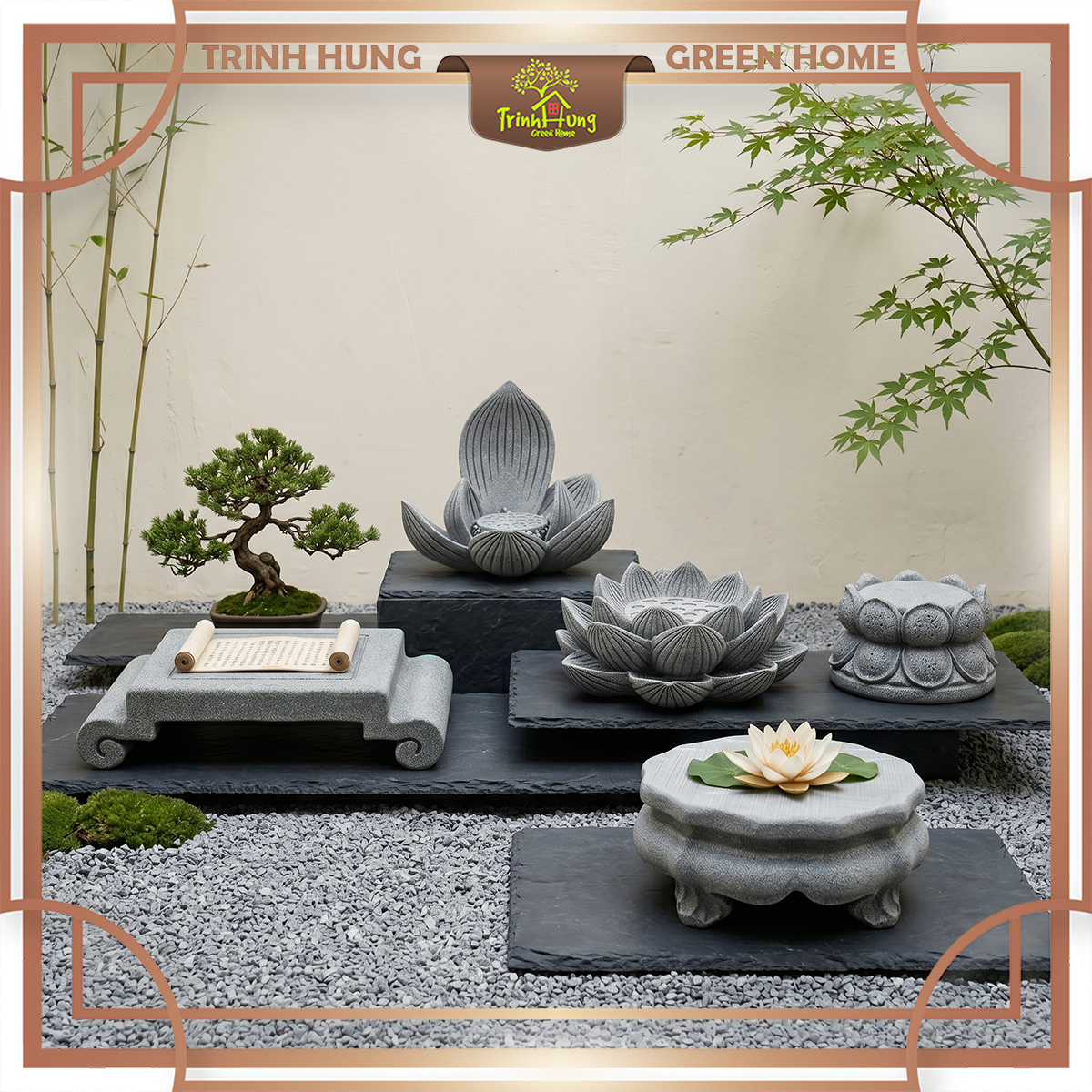 Tượng đế ngồi, đài sen đá sa thạch