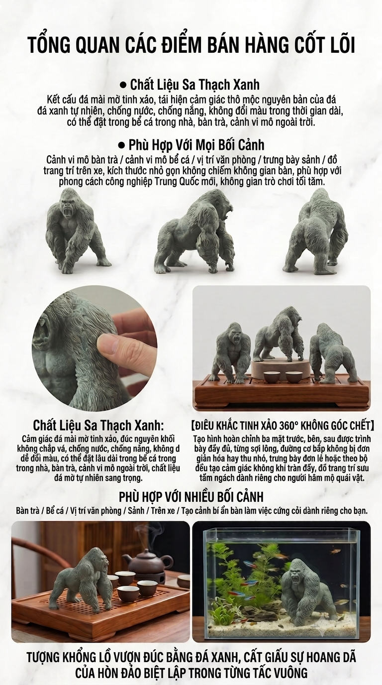 Bộ tượng Godzilla vs king kong đá sa thạch