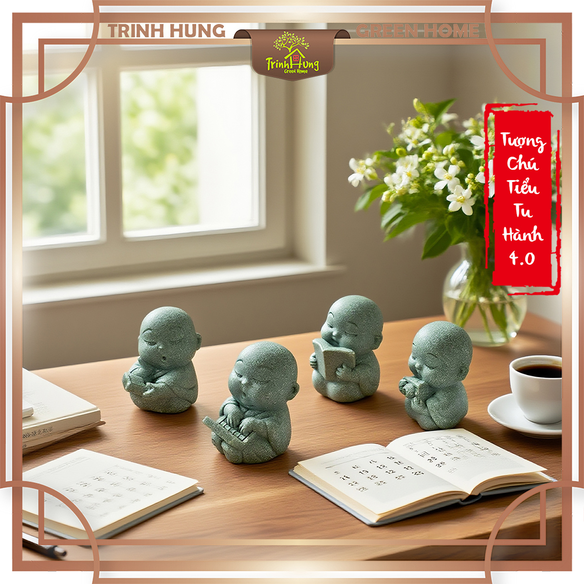 Tượng chú tiểu tu hành 4.0 đá sa thạch ST0316