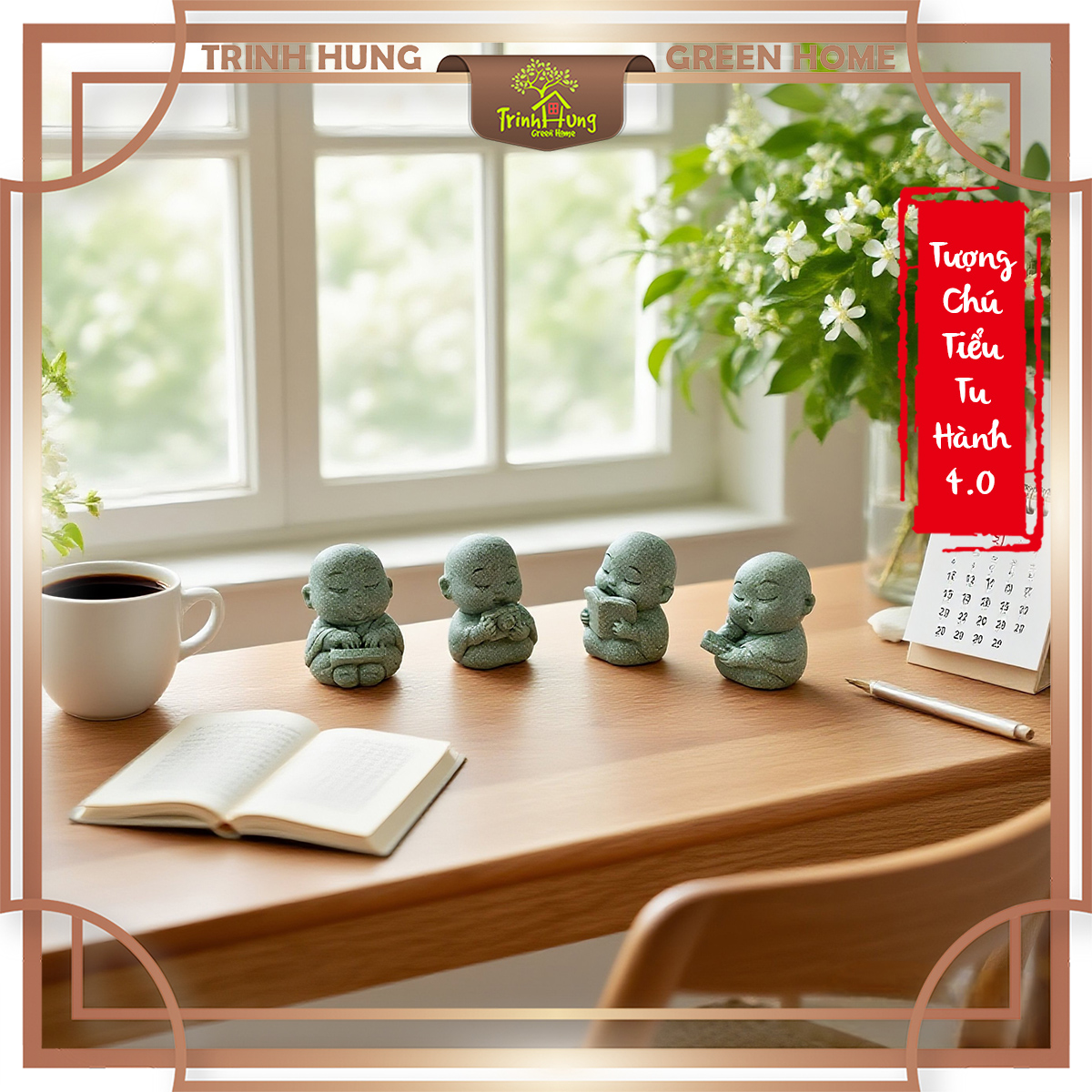 Tượng chú tiểu tu hành 4.0 đá sa thạch ST0316