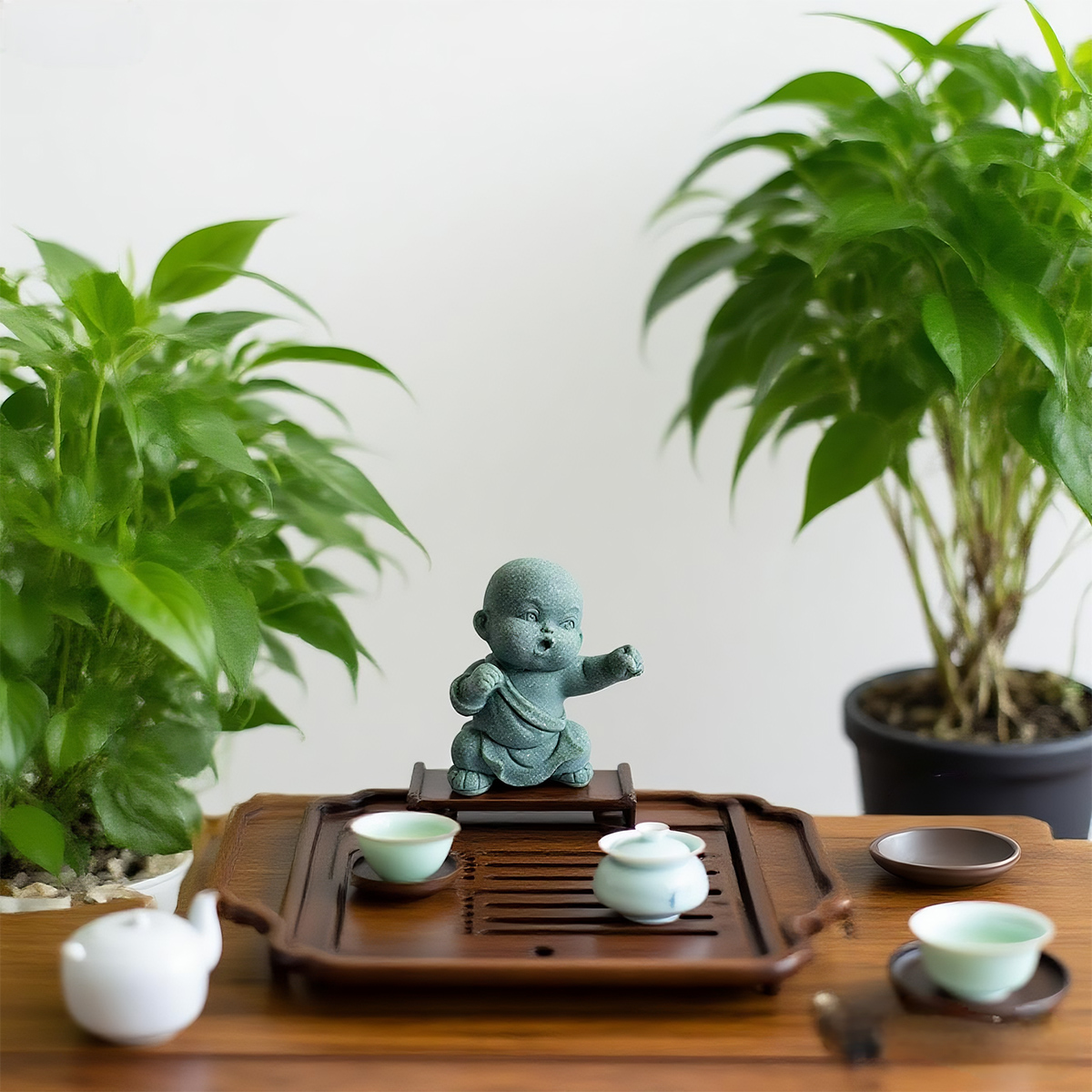 Tượng chú tiểu tập võ ver2 đá sa thạch