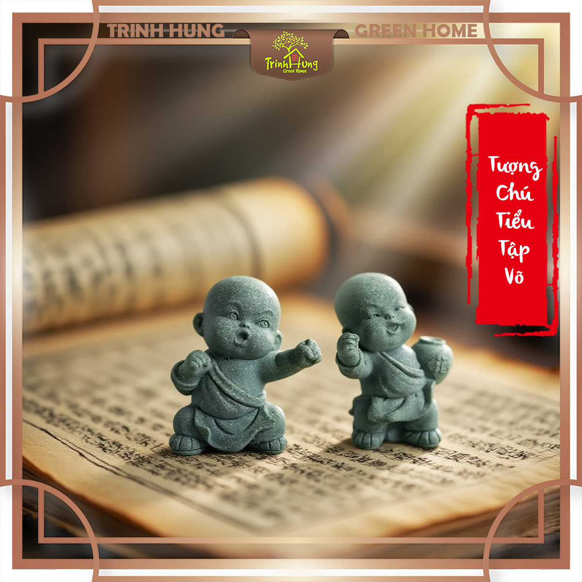 Tượng chú tiểu tập võ ver2 đá sa thạch