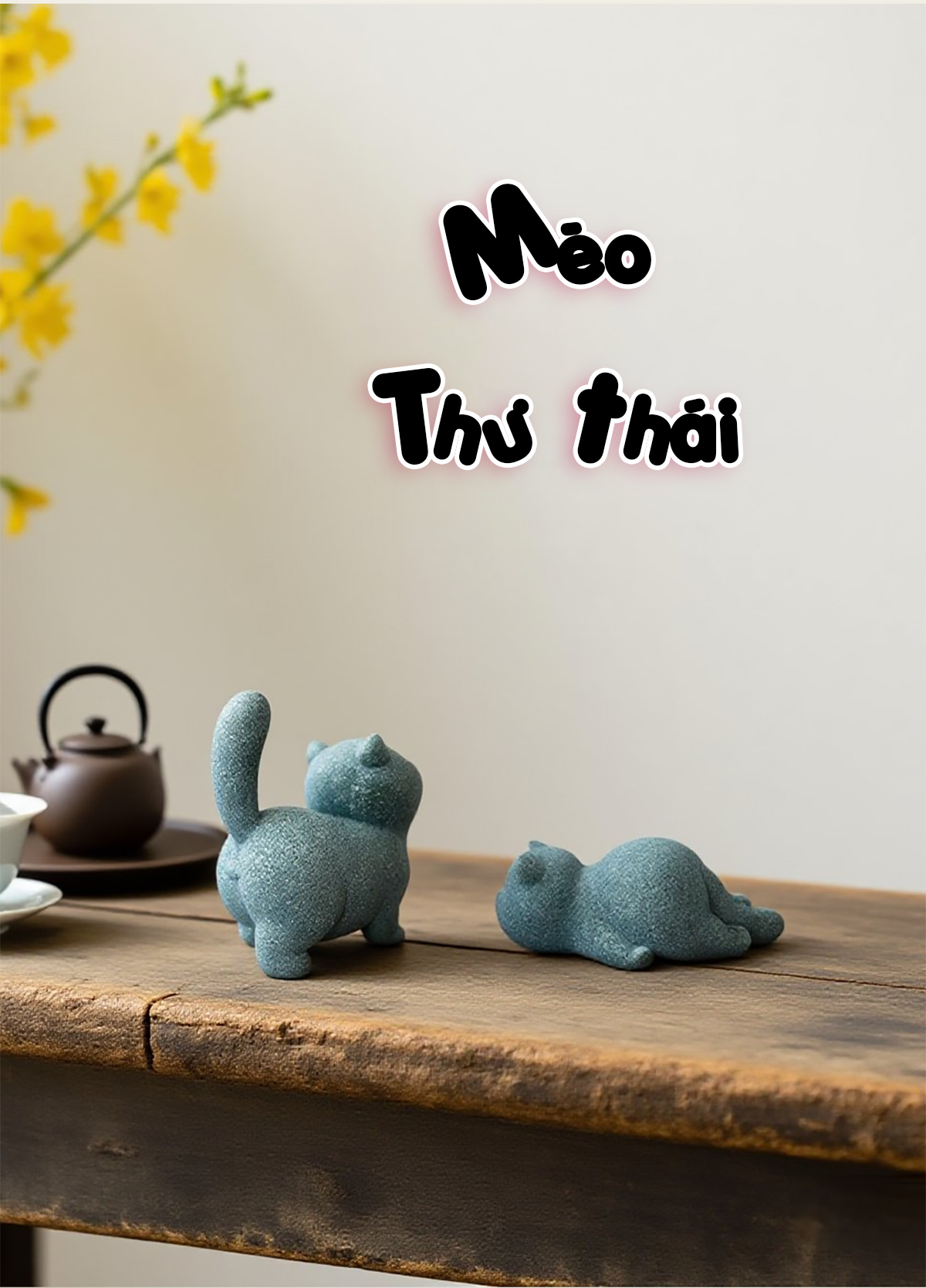 Tượng mèo thư thái đá sa thạch