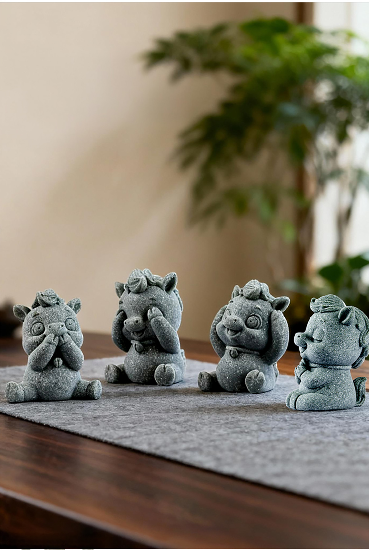 Tượng tiểu mã tứ không đá sa thạch ST0371