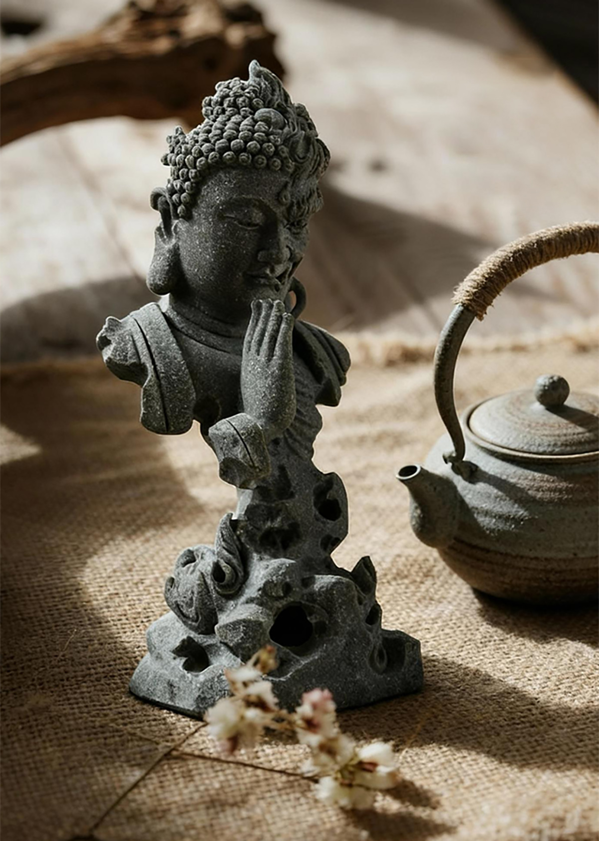 Tượng Diện phật thiện ác đá sa thạch ST0234