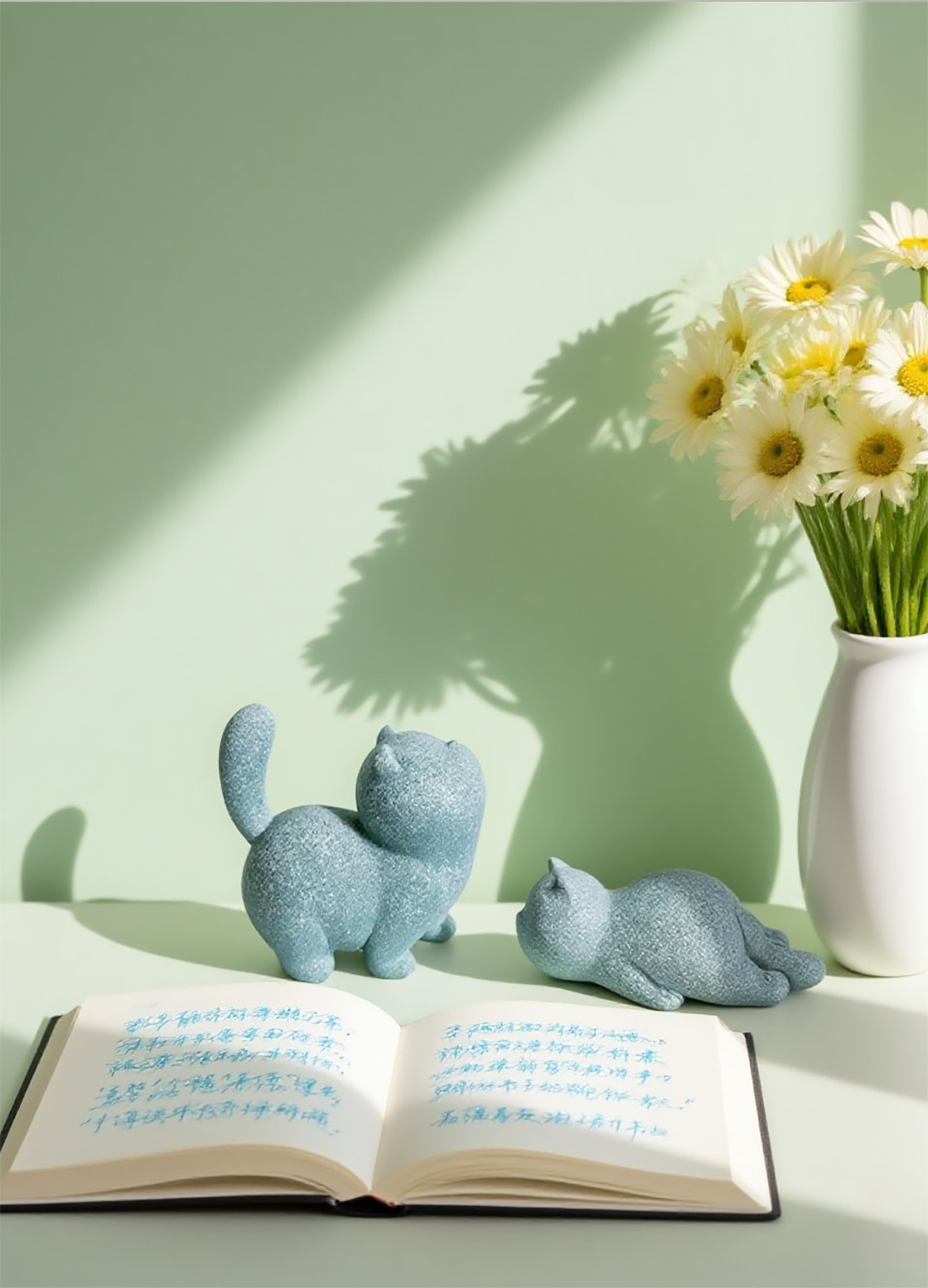 Tượng mèo thư thái đá sa thạch