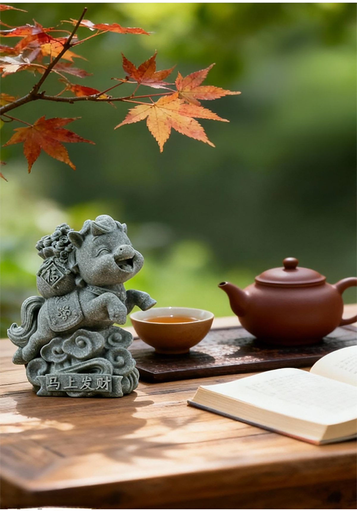 Tượng song mã cát tường đá sa thạch