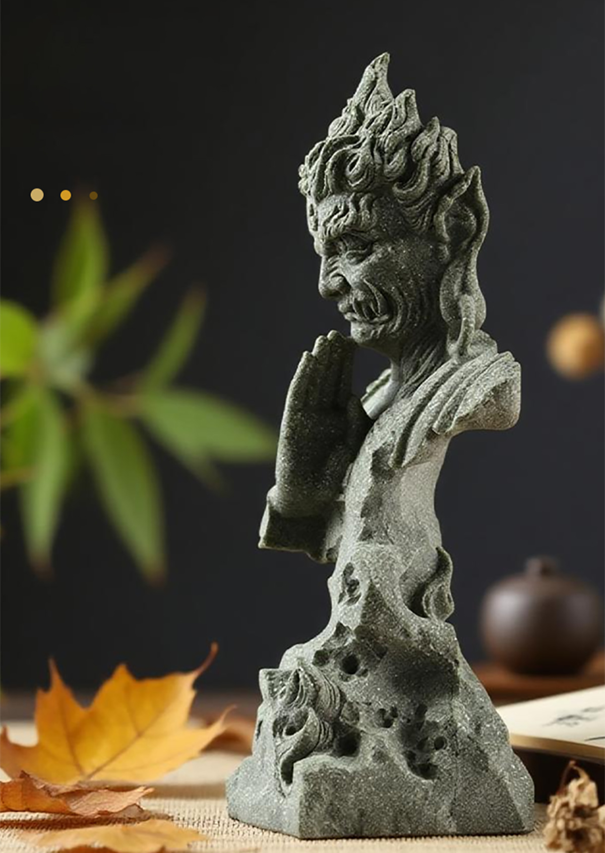 Tượng Diện phật thiện ác đá sa thạch ST0234