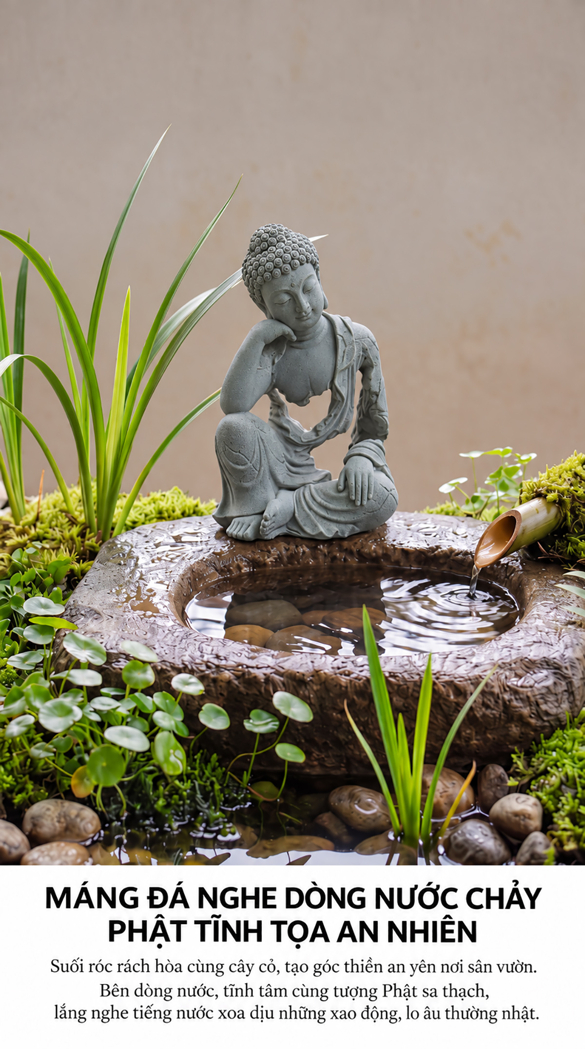 Tượng Hư Không Thiền Phật - An nhiên đá sa thạch ST0376