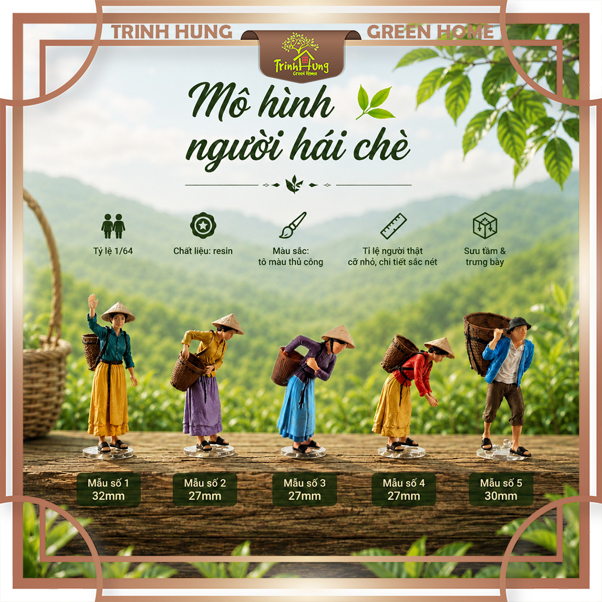 Mô hình người hái chè in 3D sắc nét