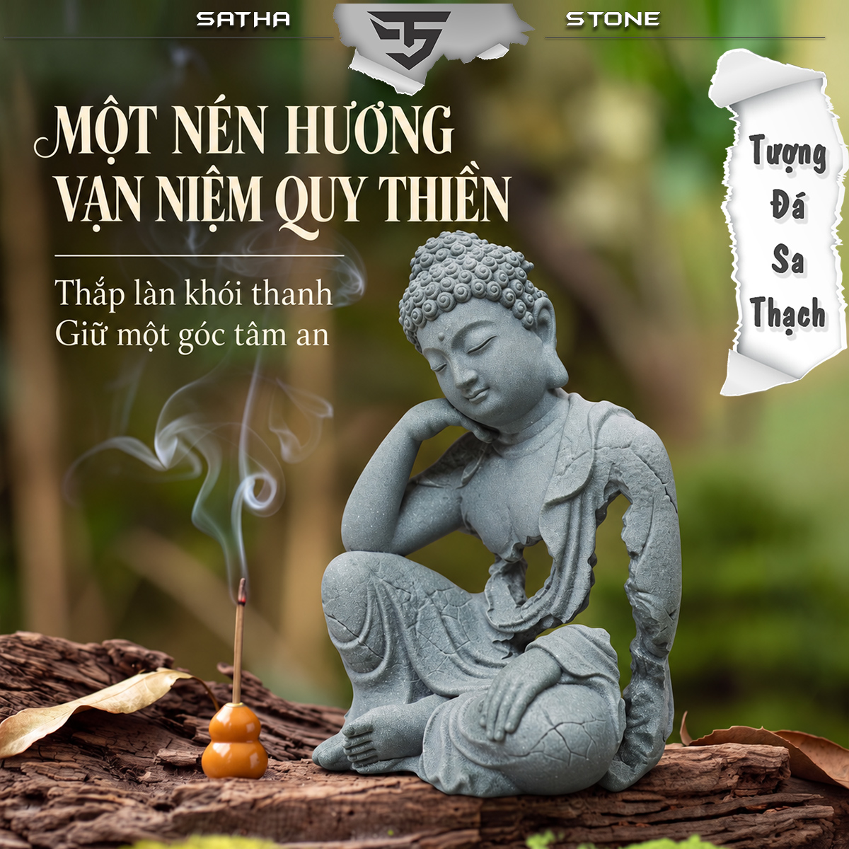 Tượng Hư Không Thiền Phật - An nhiên đá sa thạch ST0376