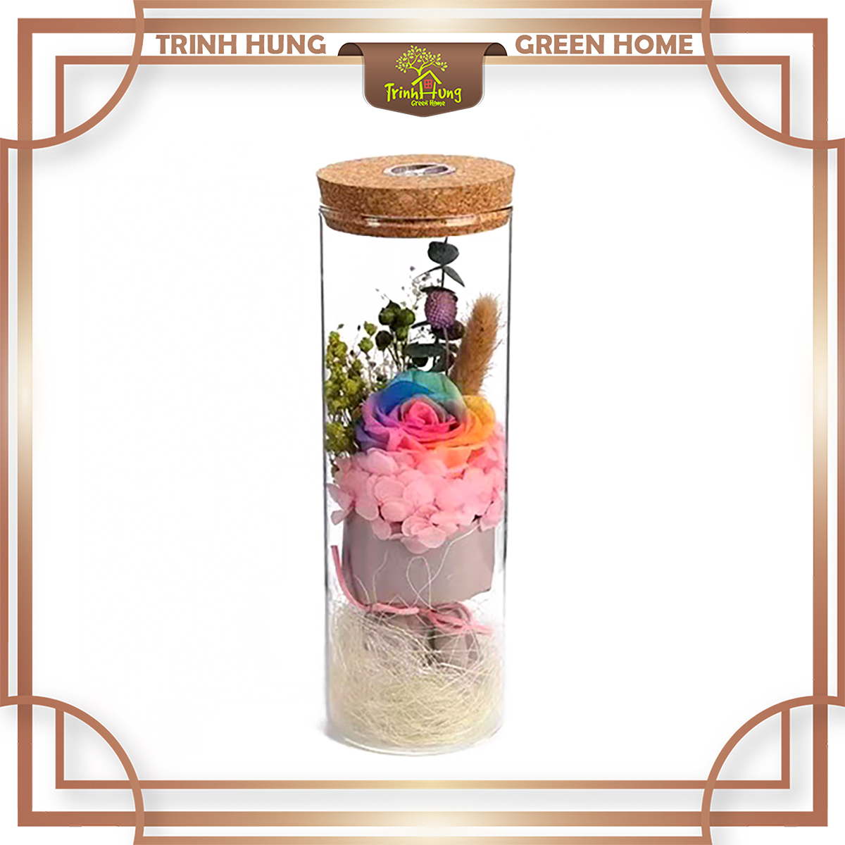 Bình trụ tròn nắp bấc có đèn 10*20cm