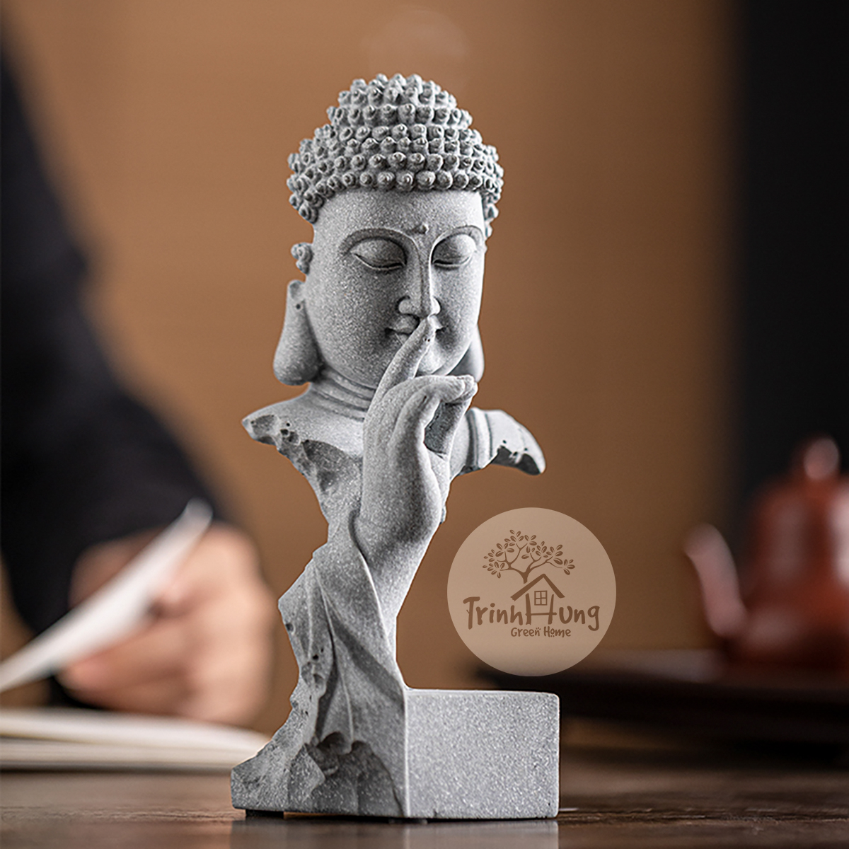 Tượng phật thích ca bán thân 01 đá sa thạch