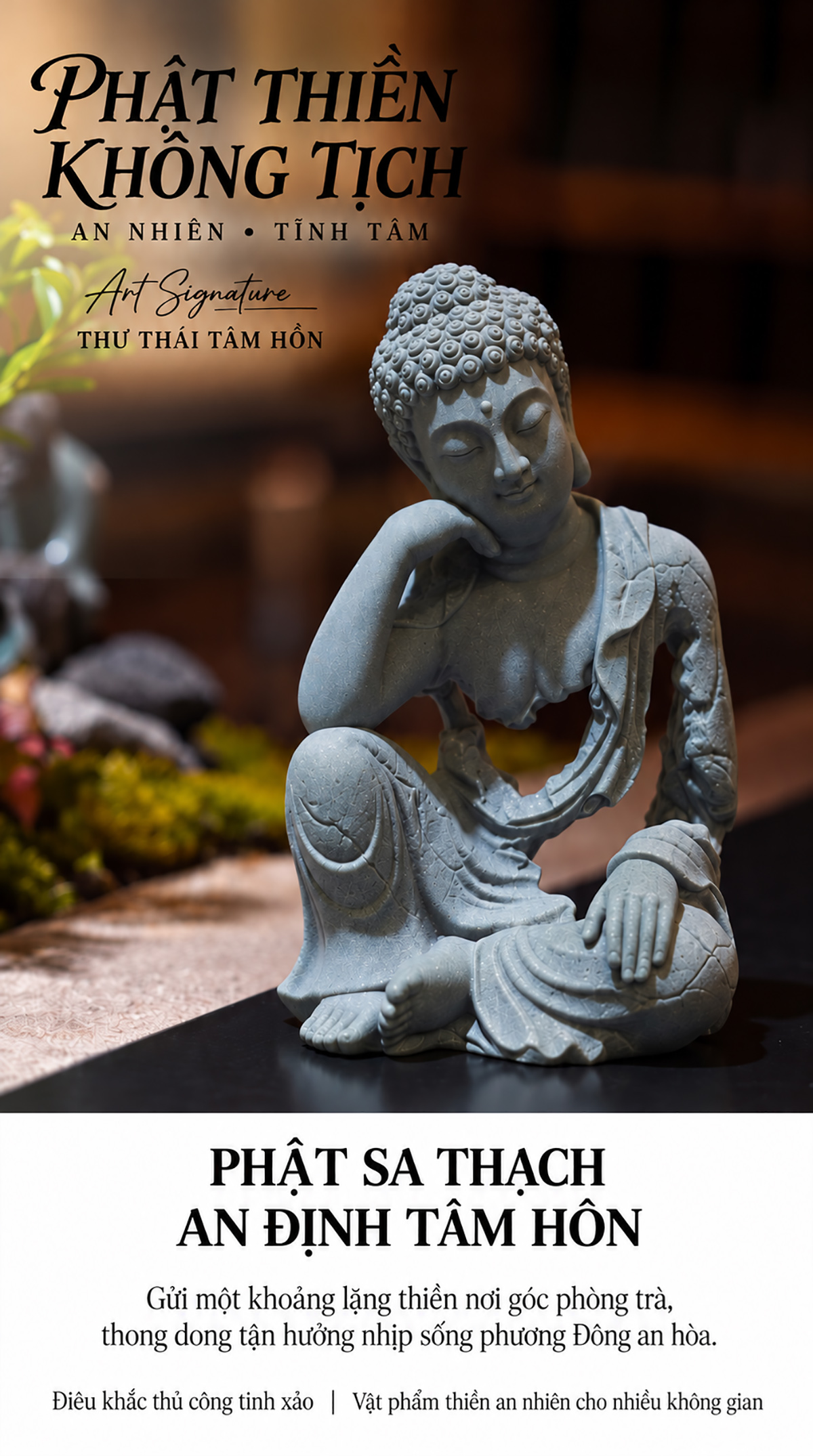 Tượng Hư Không Thiền Phật - An nhiên đá sa thạch ST0376