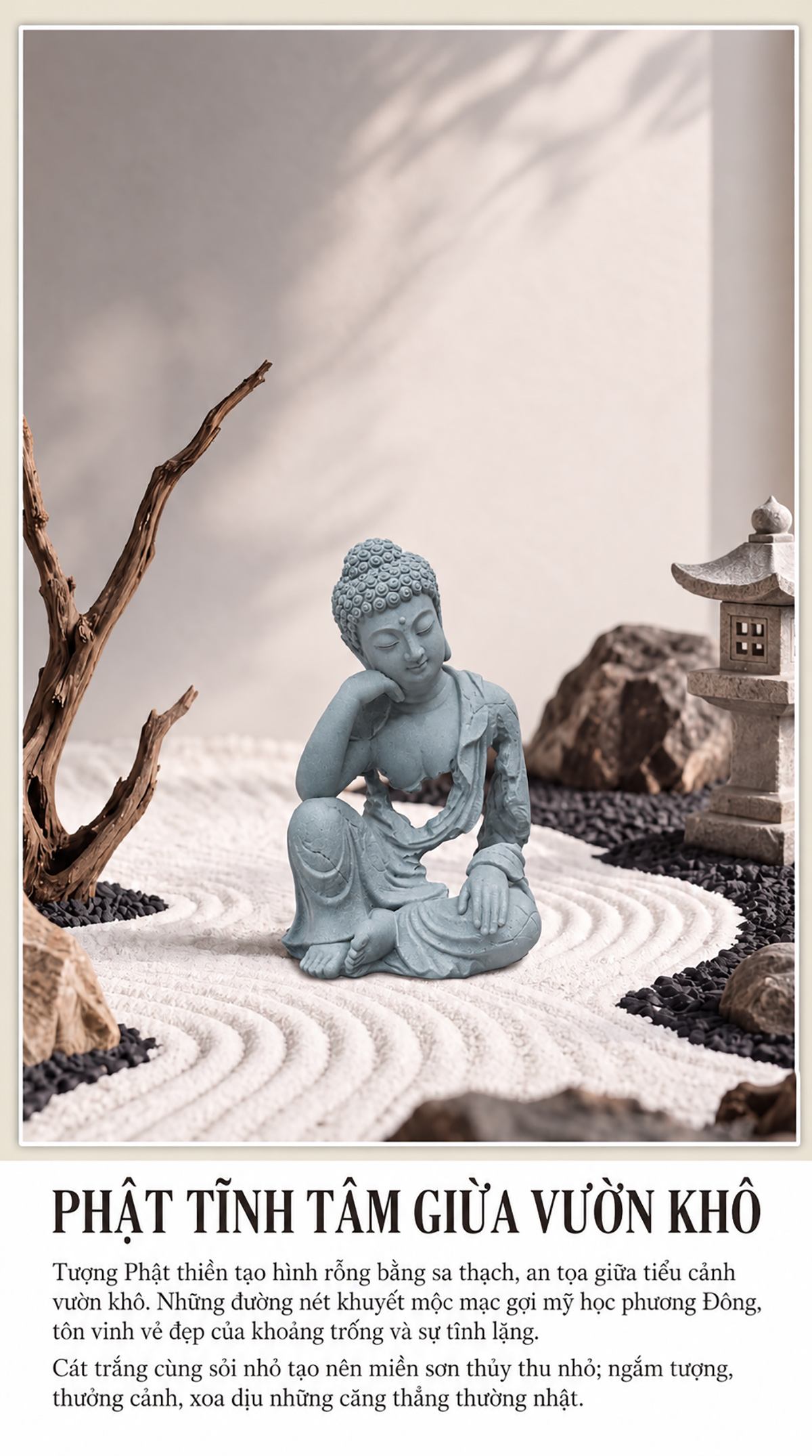 Tượng Hư Không Thiền Phật - An nhiên đá sa thạch ST0376