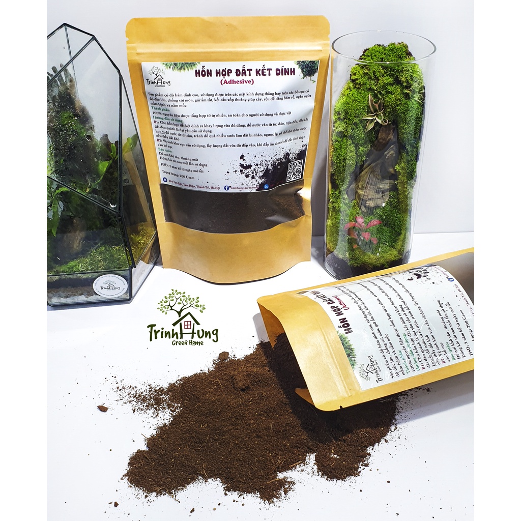 Đất kết dính.Adhesive soil - Chuyên dụng làm Terrarium, tường rêu, bán cạn, bon sai