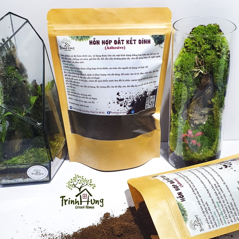 Đất kết dính.Adhesive soil - Chuyên dụng làm Terrarium, tường rêu, bán cạn, bon sai