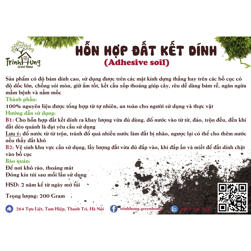 Combo 5 túi đất kết dính.Adhesive soil - Chuyên dụng làm Terrarium, tường rêu, bán cạn, bon sai