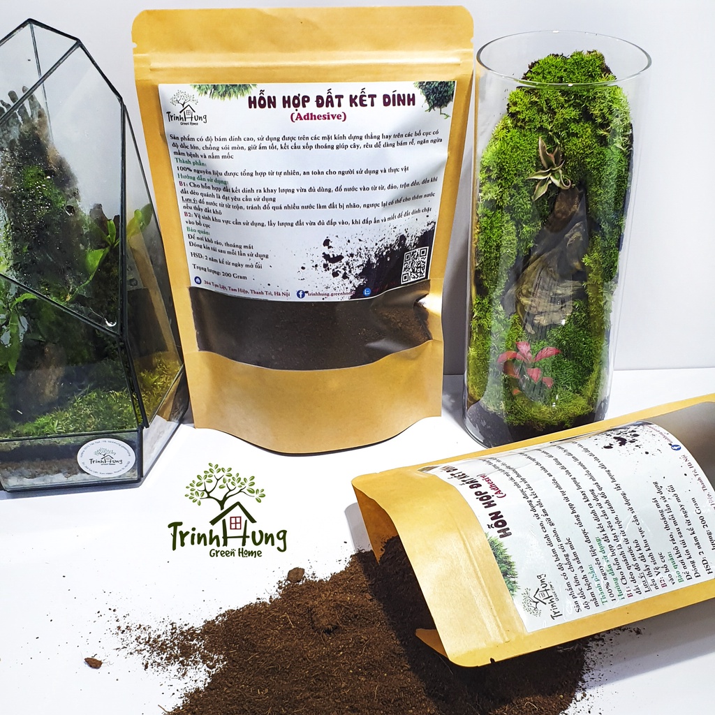 Combo 5 túi đất kết dính.Adhesive soil - Chuyên dụng làm Terrarium, tường rêu, bán cạn, bon sai