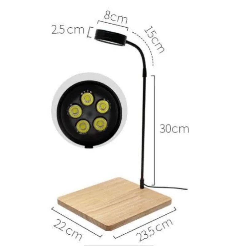 Đèn led đế gỗ cho bể thủy sinh, bể terrarium, tiểu cảnh