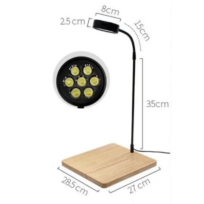 Đèn led đế gỗ cho bể thủy sinh, bể terrarium, tiểu cảnh