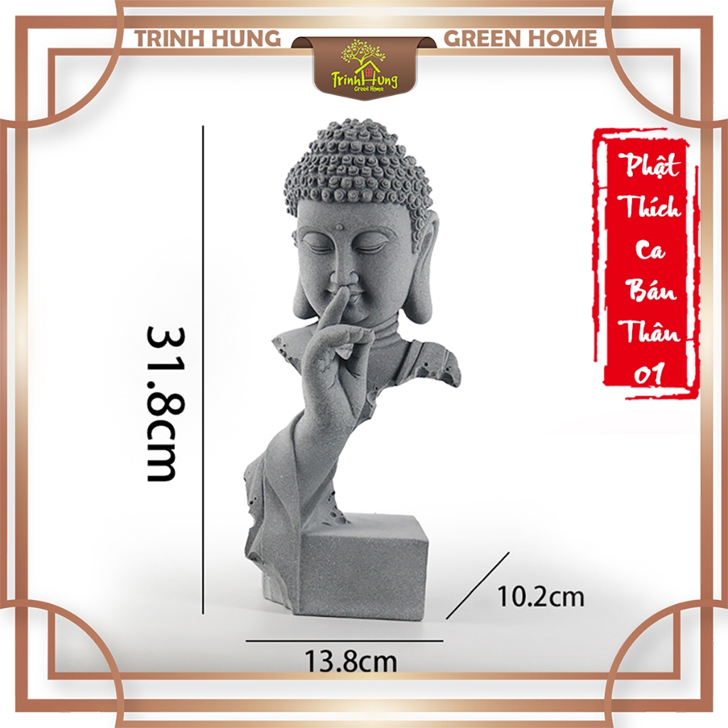 Tượng phật thích ca bán thân 01 đá sa thạch
