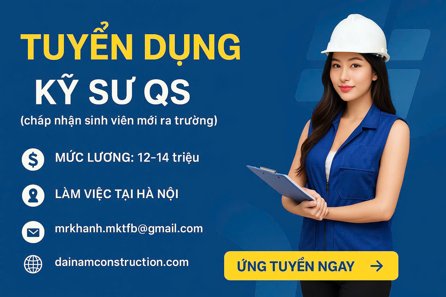 CÔNG TY CỔ PHẦN VẬN TẢI XÂY DỰNG ĐẠI NAM TUYỂN DỤNG KỸ SƯ QS
