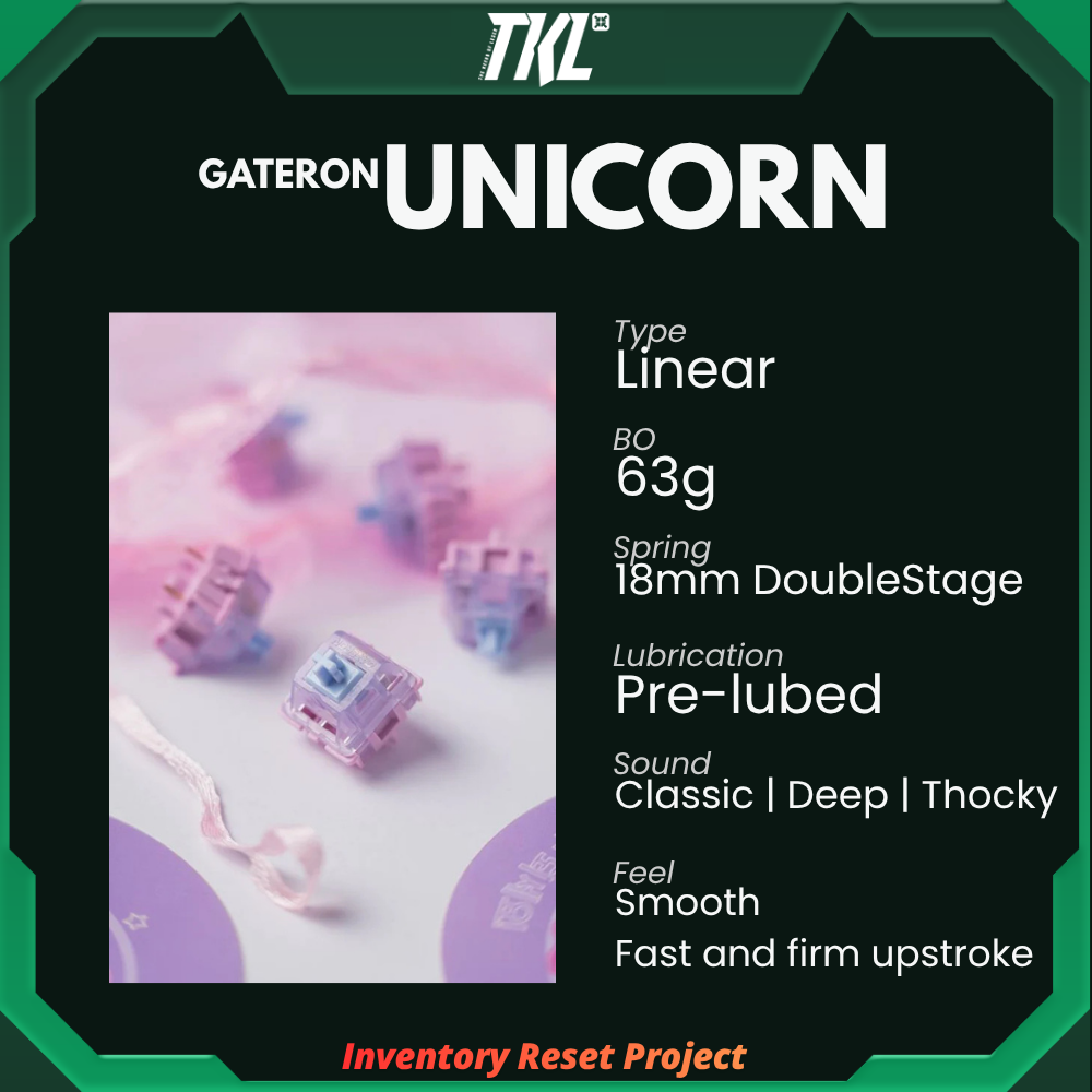 Gateron Unicorn Linear Switch | Gateron | Linear 63g | Inventory Reset Project