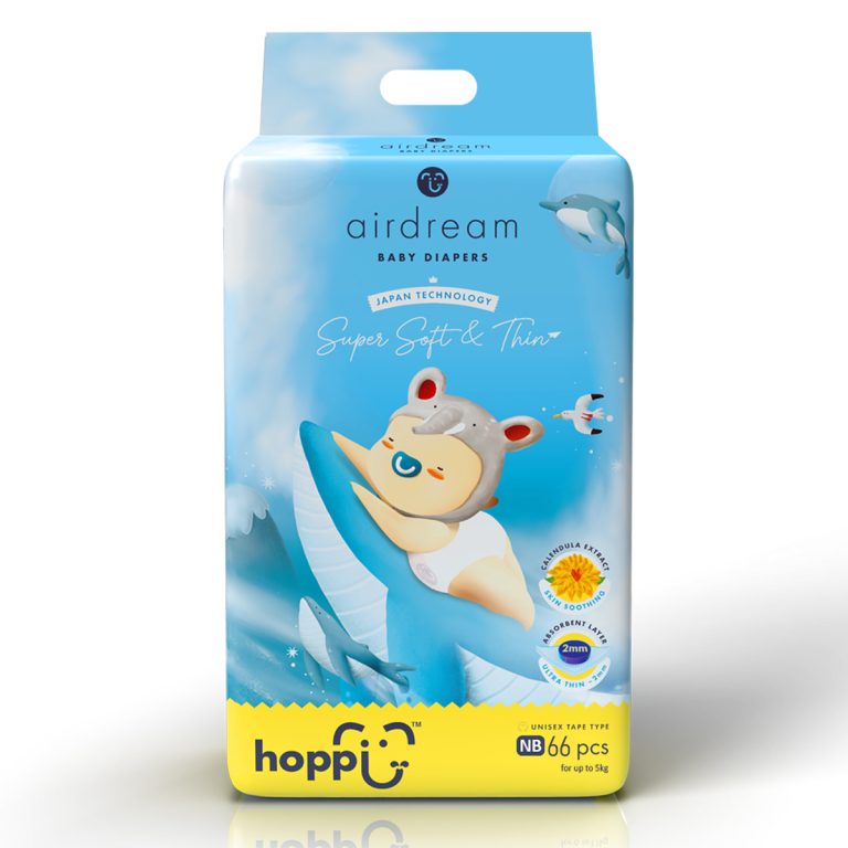 Bỉm – Tã dán Hoppi Airdream Newborn 66 miếng (cho bé ≤ 5kg)