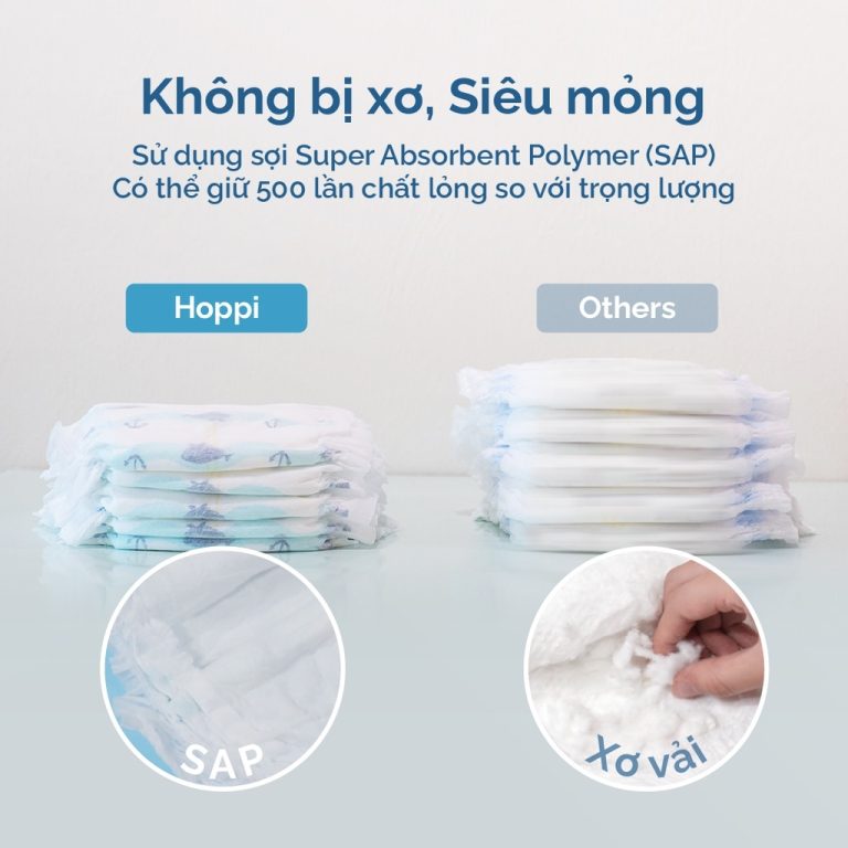 Bỉm – Tã dán Hoppi Airdream Newborn 66 miếng (cho bé ≤ 5kg)
