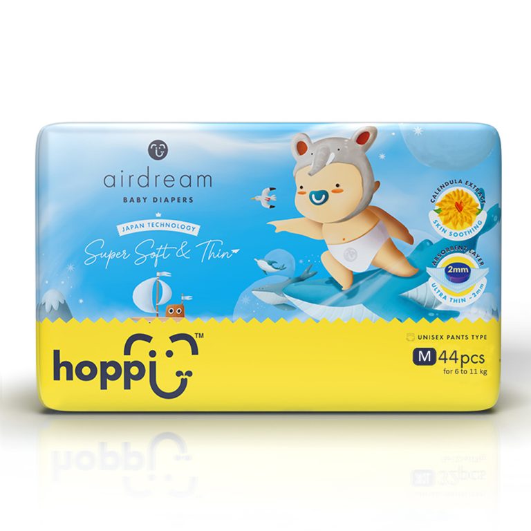 Bỉm – Tã quần Hoppi Airdream size M 44 miếng (cho bé 6-11 kg)