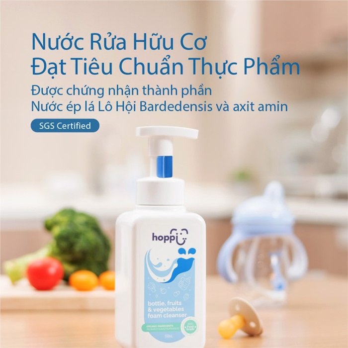 Nước rửa bình và rau củ Hoppi 500ml