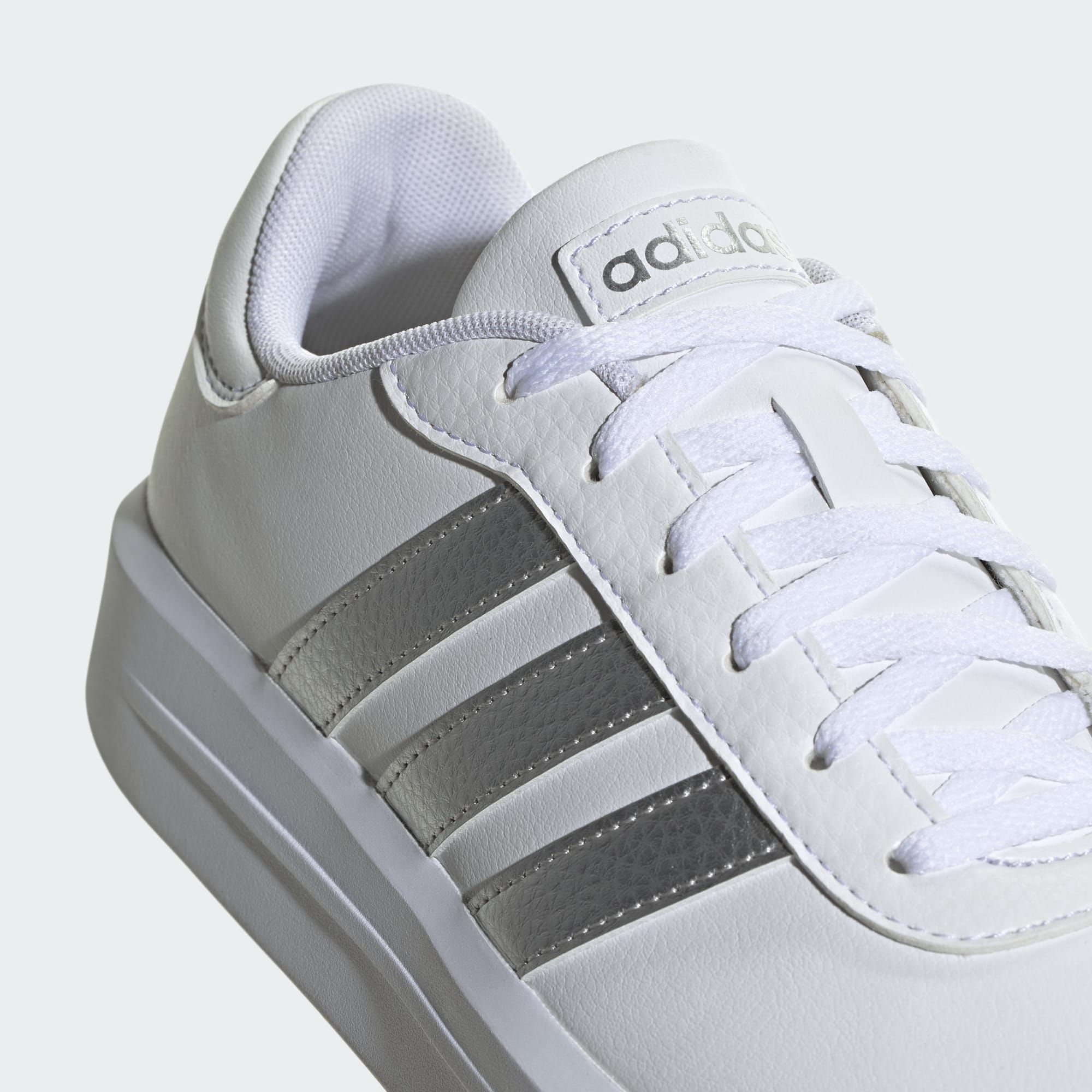 Giày thể thao Nữ Adidas court platform "silver metallic" gv8996 - hàng chính hãng
