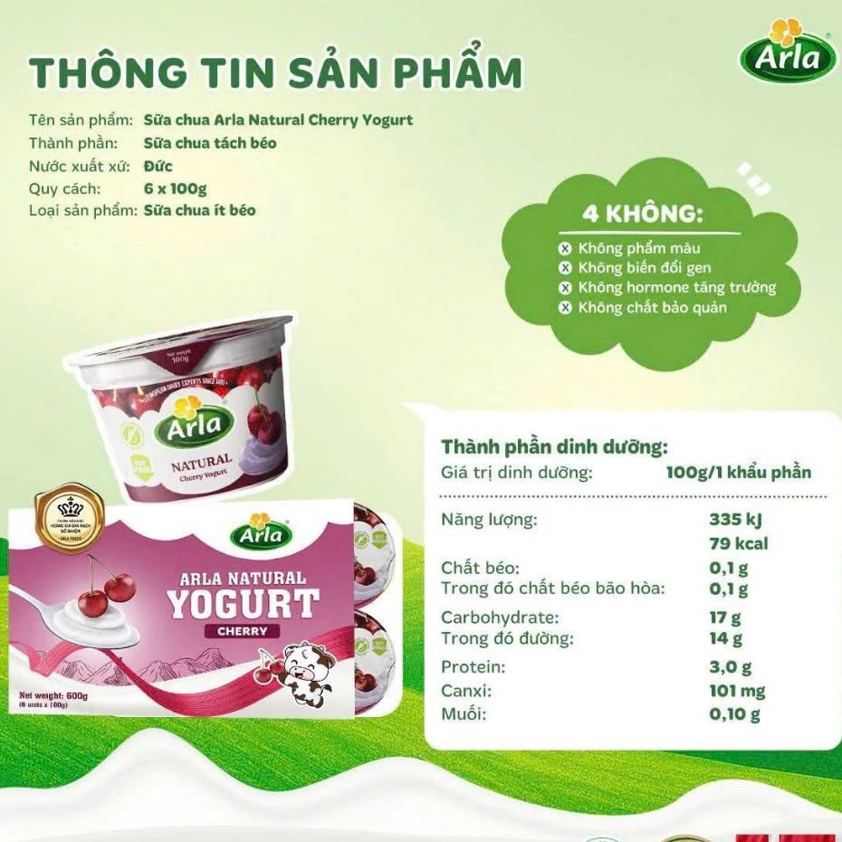 Sữa Chua Nguội ARLA Natural Đan Mạch - Mềm Mịn, Ít Đường, Tốt Cho Tiêu Hóa - Dành Cho Bé Từ 1 Tuổi