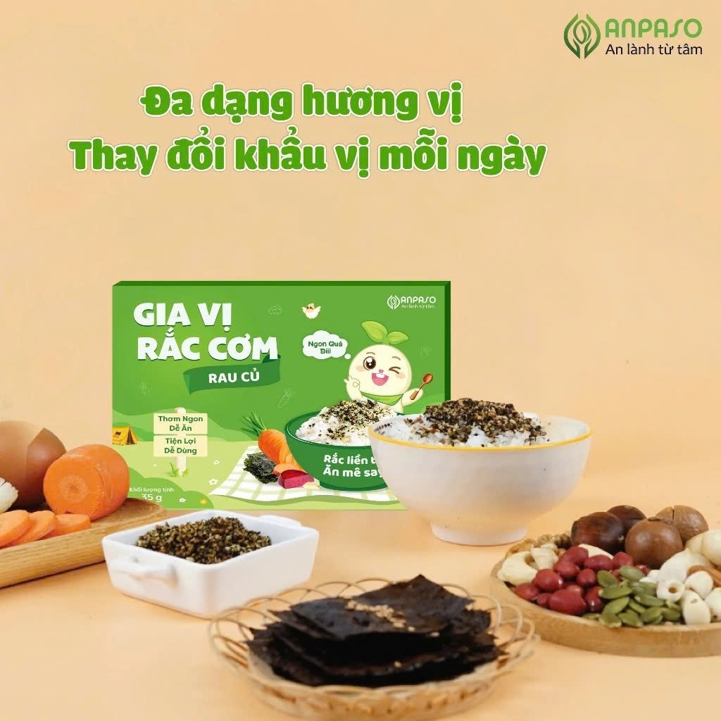 Gia Vị Rắc Cơm ANPASO Cho Bé Ăn Dặm Từ 1 Tuổi - Nguyên Liệu Tự Nhiên, An Toàn