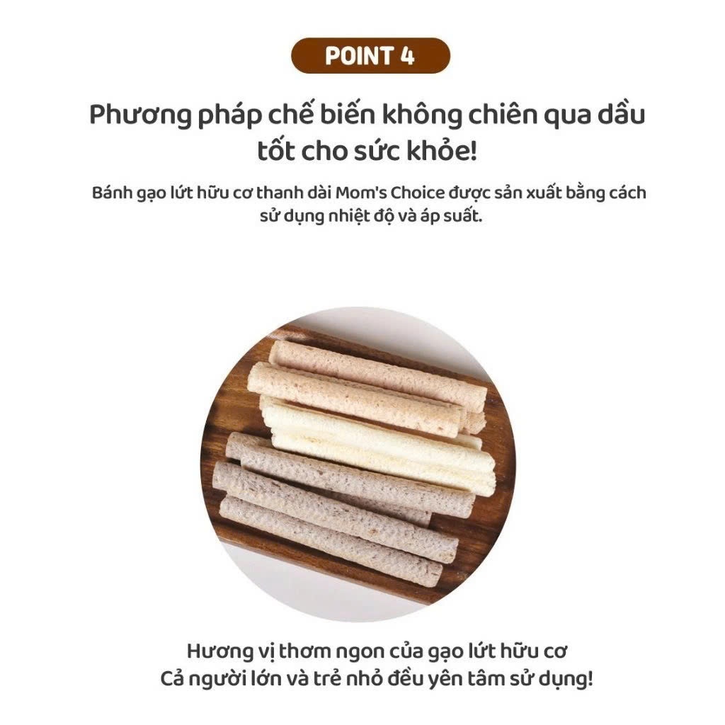 Bánh Ăn Dặm Gạo Lứt Hữu Cơ THANH DÀI MOM'S CHOICE Cho Bé Từ 6 Tháng Tuổi - Túi 30g