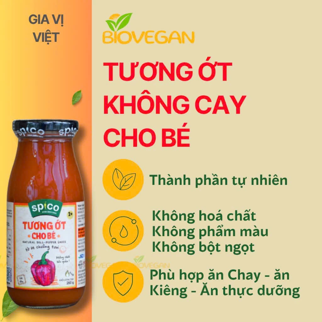 Tương Ớt Không Cay Cho Bé SPICO, Thuần Chay, Không Chất Bảo Quản, An Toàn