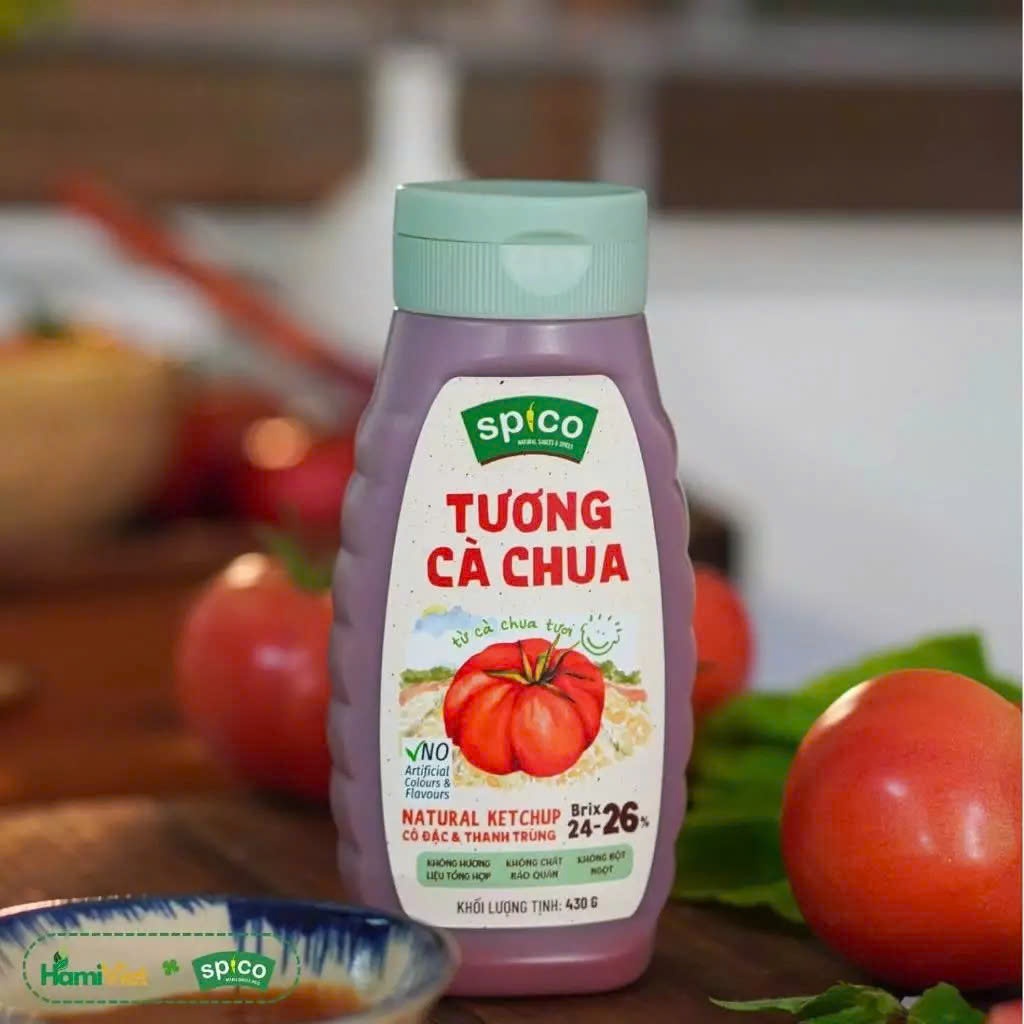 Tương Cà Chua Cô Đặc SPICO CHAI NHỰA 430g Brix 26, Đặc Sệt Hơn, Thuần Chay Cho Gia Đình