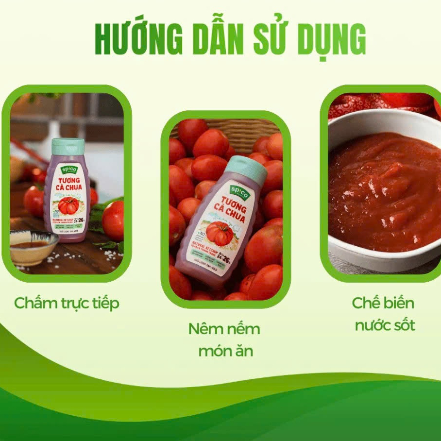 Tương Cà Chua Cô Đặc SPICO CHAI NHỰA 430g Brix 26, Đặc Sệt Hơn, Thuần Chay Cho Gia Đình
