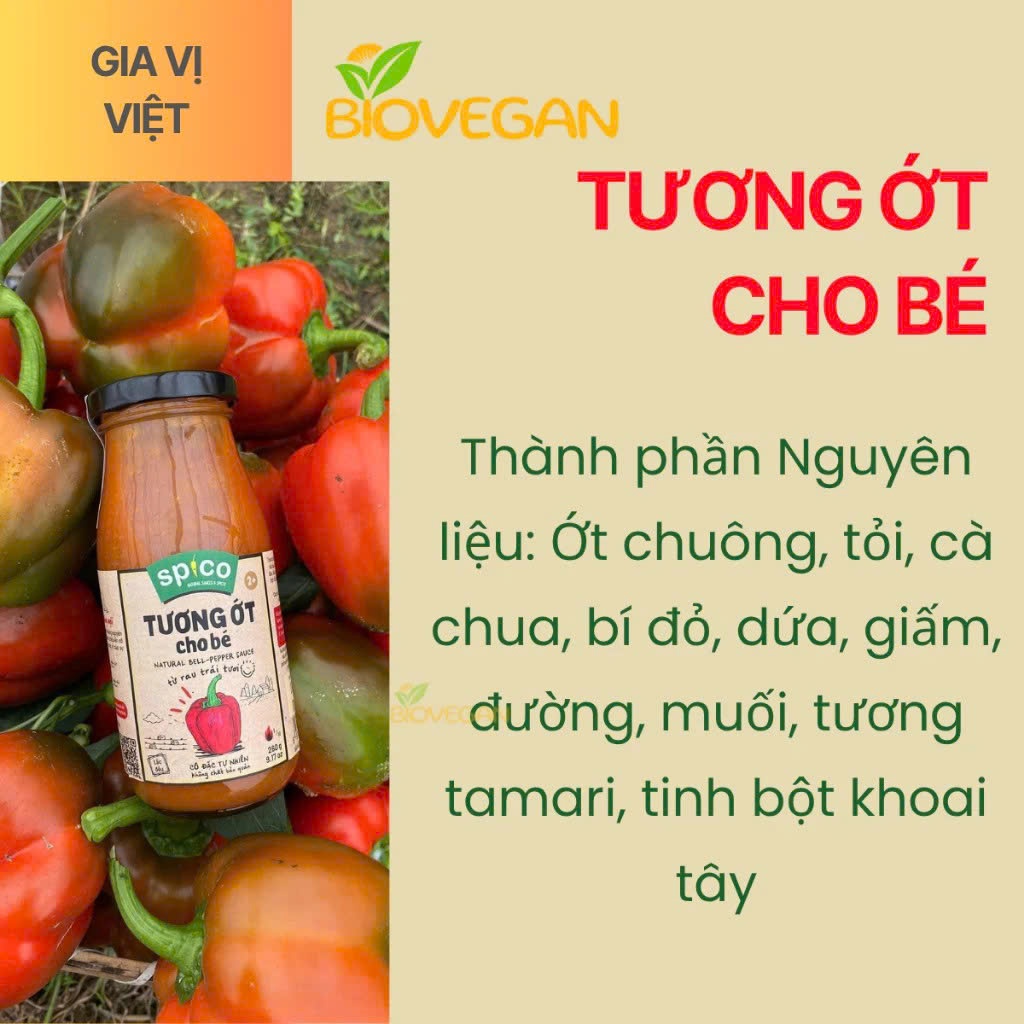 Tương Ớt Không Cay Cho Bé SPICO, Thuần Chay, Không Chất Bảo Quản, An Toàn