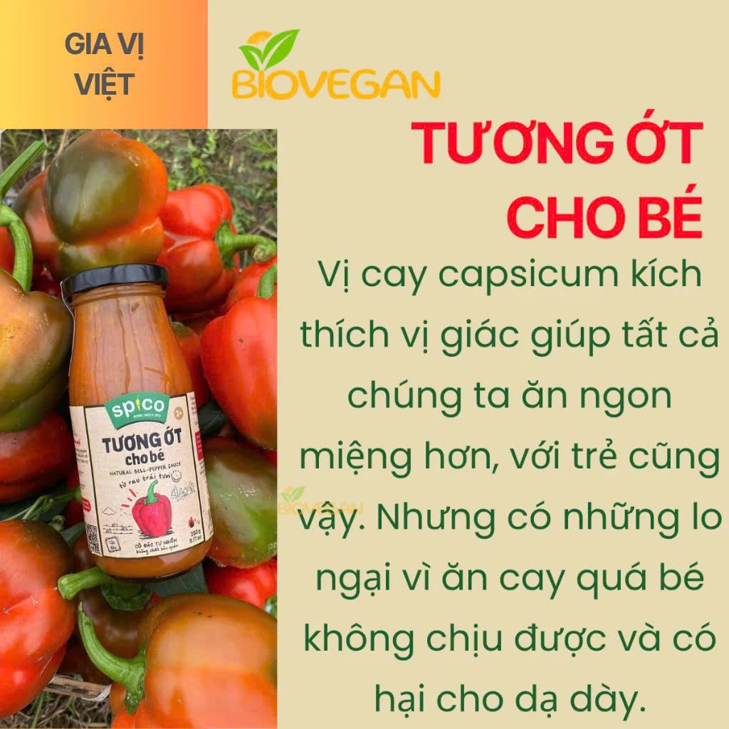 Tương Ớt Không Cay Cho Bé SPICO, Thuần Chay, Không Chất Bảo Quản, An Toàn