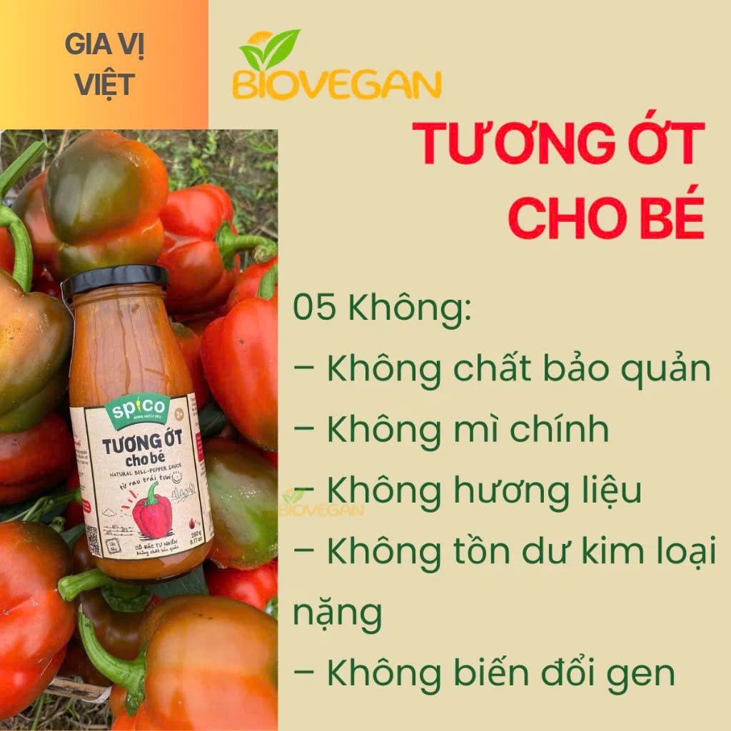 Tương Ớt Không Cay Cho Bé SPICO, Thuần Chay, Không Chất Bảo Quản, An Toàn